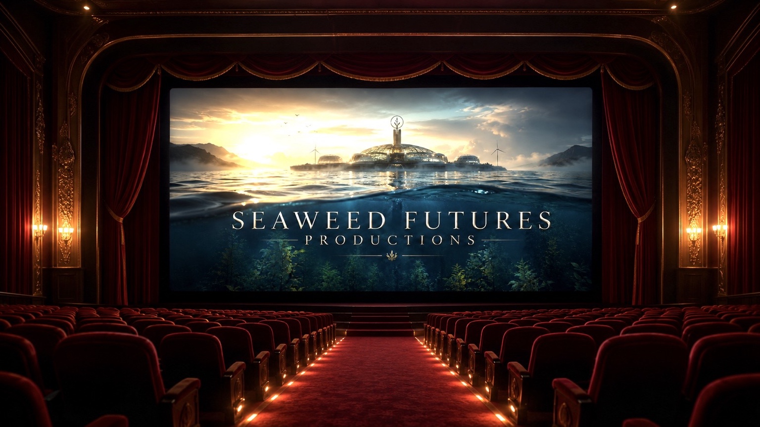 Seaweed Futures Productions playing in a red velvet cinema